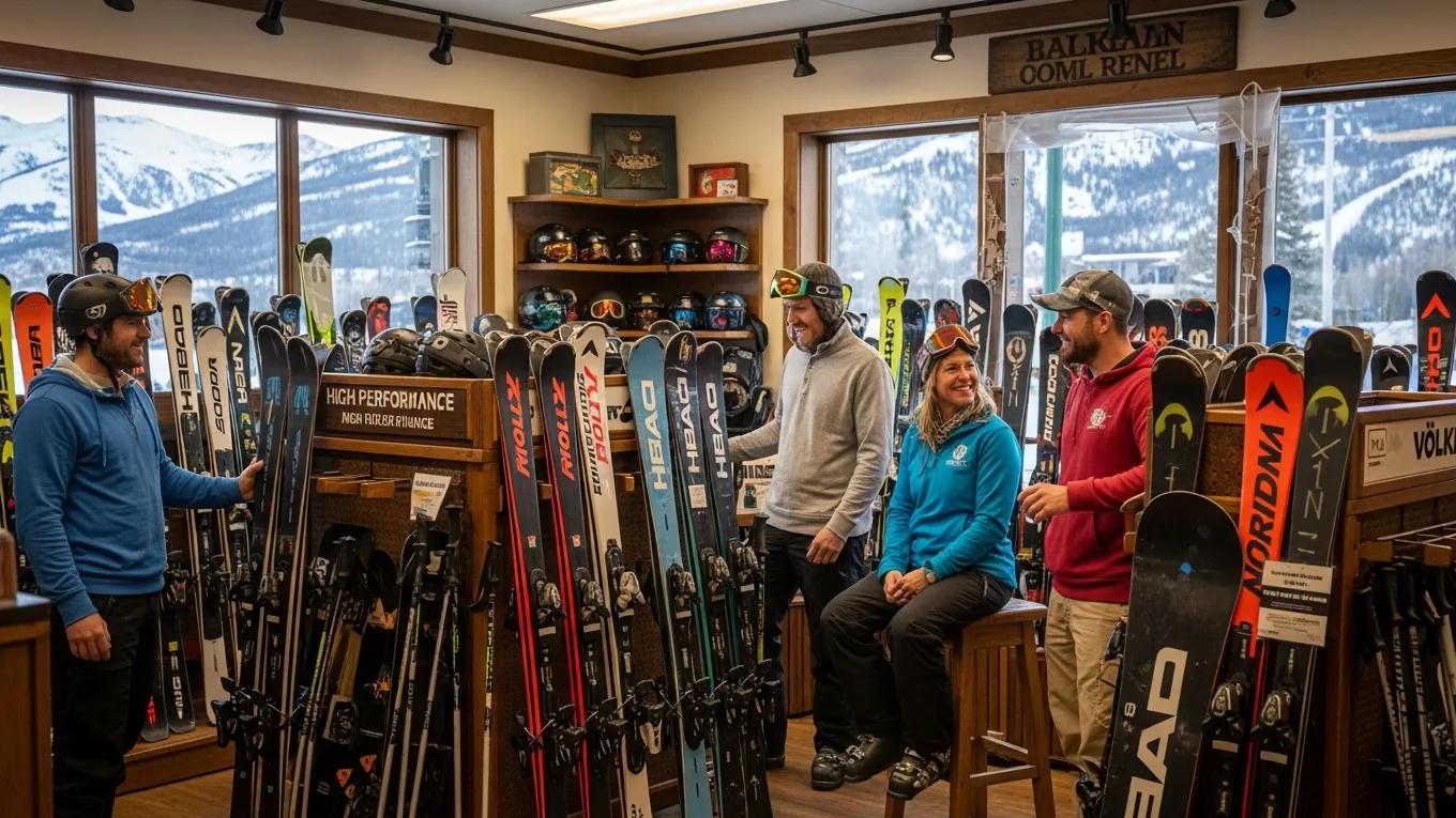Vista Bahn Ski Rentals showcasing high-performance skis and snowboards in a cozy family-owned shop in Vail